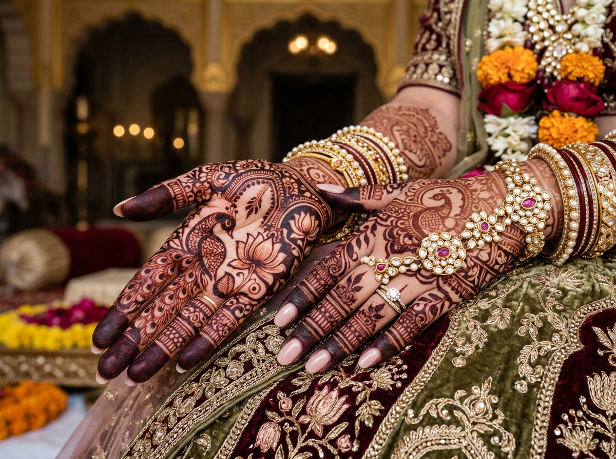 Intricate Traditional Rajasthani Bridal Mehndi Design